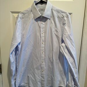 Charles Tyrwhitt Blue White Stripe Mens Dress Shirt Slim Fit French Cuff 16.5/35